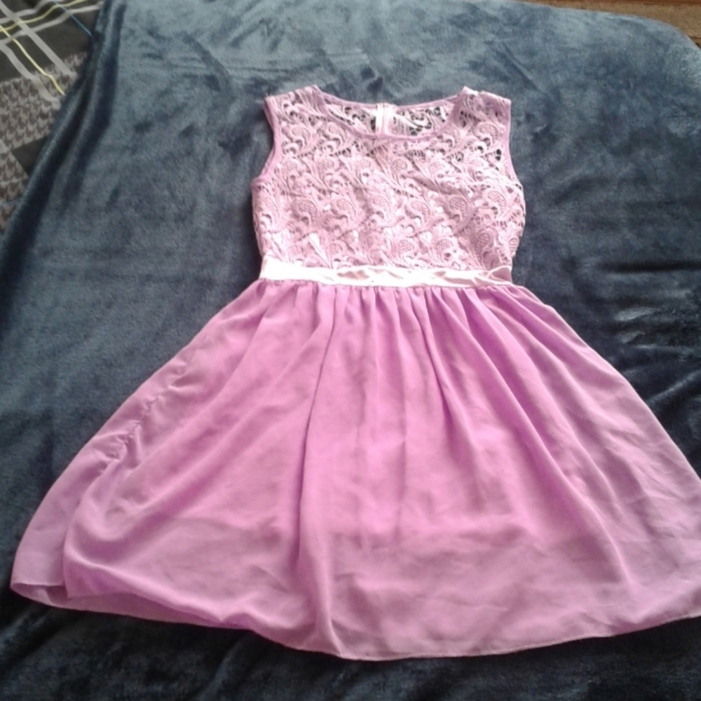 Lavender  sleeveless lace chiffon dress XL